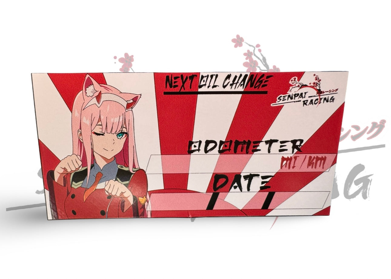 ZeroTwo oil change sticker